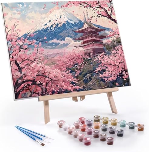 Hyupuanj Malen Nach Zahlen Erwachsene Fuji - Malen Nach Zahlen für Kinder AnfäNger, Knitterfreie Leinwand, Pinsels Und Acrylfarbe - ohne Rand DIY Handgemalt öLgemäLde Kit Als Geschenk 90x120 cm L-172 von Hyupuanj