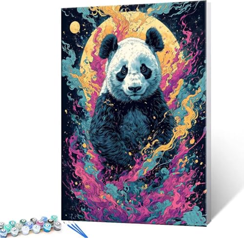 Hyupuanj Malen Nach Zahlen Erwachsene Panda - Malen Nach Zahlen für Kinder AnfäNger, Knitterfreie Leinwand, Pinsels Und Acrylfarbe - ohne Rand DIY Handgemalt öLgemäLde Kit Als Geschenk 50x70 cm L-872 von Hyupuanj