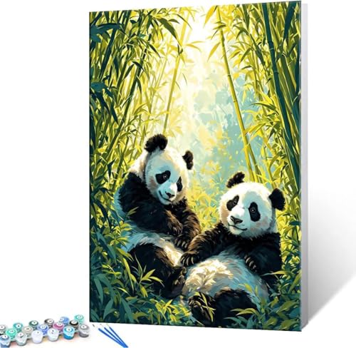 Hyupuanj Malen Nach Zahlen Erwachsene Panda - Malen Nach Zahlen für Kinder AnfäNger, Knitterfreie Leinwand, Pinsels Und Acrylfarbe - ohne Rand DIY Handgemalt öLgemäLde Kit Als Geschenk 70x90 cm L-870 von Hyupuanj