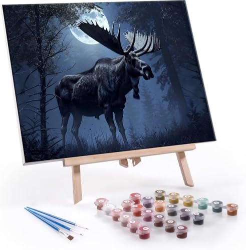 Malen Nach Zahlen Erwachsene, Paint by Numbers Malen Nach Zahlen, DIY Kamelhirsch mit Pinseln und Acrylfarben Handgemalt Ölgemälde Leinwand für Home Deko Geschenke, Ohne Rahmen 40x50 cm J-719 von Hyupuanj