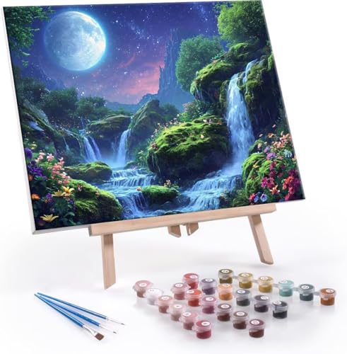 Malen Nach Zahlen Erwachsene, Paint by Numbers Malen Nach Zahlen, DIY Mond Landschaft mit Pinseln und Acrylfarben Handgemalt Ölgemälde Leinwand für Home Deko Geschenke, Ohne Rahmen 100x130 cm J-981 von Hyupuanj