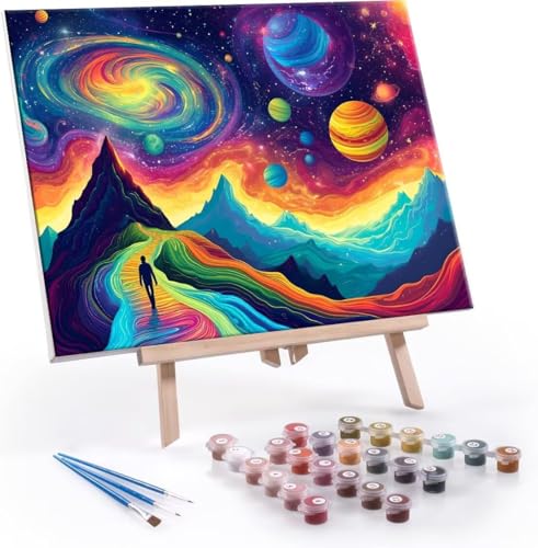 Malen Nach Zahlen Erwachsene, Paint by Numbers Malen Nach Zahlen, DIY Universe Planet mit Pinseln und Acrylfarben Handgemalt Ölgemälde Leinwand für Home Deko Geschenke, Ohne Rahmen 70x90 cm J-956 von Hyupuanj