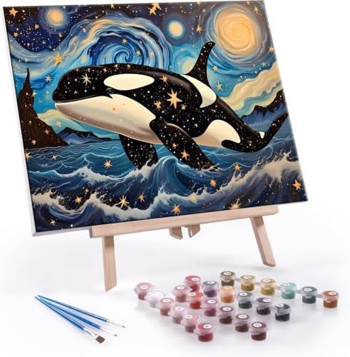 Malen Nach Zahlen Erwachsene, Paint by Numbers Malen Nach Zahlen, DIY Van Gogh Orca mit Pinseln und Acrylfarben Handgemalt Ölgemälde Leinwand für Home Deko Geschenke, Ohne Rahmen 100x130 cm J-157 von Hyupuanj