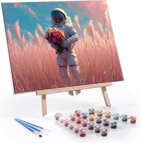 Malen Nach Zahlen Erwachsene Astronaut - Malen Nach Zahlen für Kinder AnfäNger, Knitterfreie Leinwand, Pinsels Und Acrylfarbe - ohne Rand DIY Handgemalt öLgemäLde Kit Als Geschenk 50x70 cm L-952 von Hyupuanj