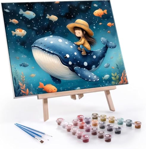 Malen Nach Zahlen Erwachsene Dolphin Mädchen - Malen Nach Zahlen für Kinder AnfäNger, Knitterfreie Leinwand, Pinsels Und Acrylfarbe - ohne Rand DIY Handgemalt öLgemäLde Kit Als Geschenk 90x120 cm L196 von Hyupuanj