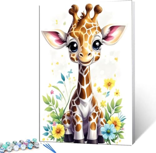 Malen Nach Zahlen Erwachsene Giraffe - Malen Nach Zahlen für Kinder AnfäNger, Knitterfreie Leinwand, Pinsels Und Acrylfarbe - ohne Rand DIY Handgemalt öLgemäLde Kit Als Geschenk 100x130 cm L-1007 von Hyupuanj