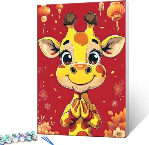 Malen Nach Zahlen Erwachsene Giraffe - Malen Nach Zahlen für Kinder AnfäNger, Knitterfreie Leinwand, Pinsels Und Acrylfarbe - ohne Rand DIY Handgemalt öLgemäLde Kit Als Geschenk 50x70 cm L-1008 von Hyupuanj