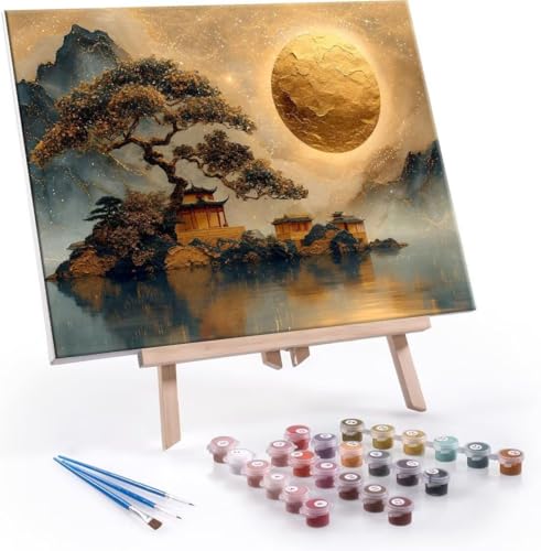 Malen Nach Zahlen Erwachsene Mond Architektur - Malen Nach Zahlen für Kinder AnfäNger, Knitterfreie Leinwand, Pinsels Und Acrylfarbe - ohne Rand DIY Handgemalt öLgemäLde Kit Geschenk 90x120 cm L-984 von Hyupuanj