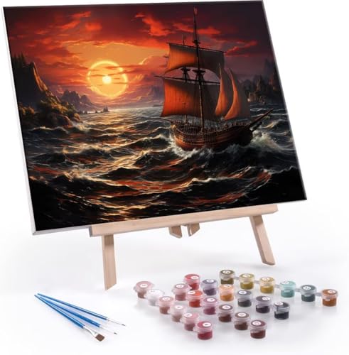 Malen Nach Zahlen Erwachsene Mond Schiff - Malen Nach Zahlen für Kinder AnfäNger, Knitterfreie Leinwand, Pinsels Und Acrylfarbe - ohne Rand DIY Handgemalt öLgemäLde Kit Als Geschenk 100x130 cm L-995 von Hyupuanj