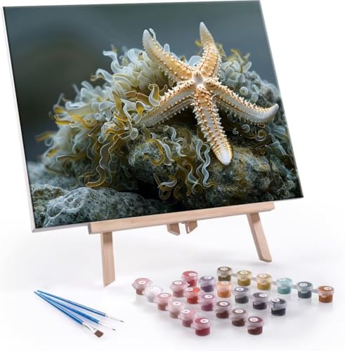 Malen Nach Zahlen Erwachsene Seestern - Malen Nach Zahlen für Kinder AnfäNger, Knitterfreie Leinwand, Pinsels Und Acrylfarbe - ohne Rand DIY Handgemalt öLgemäLde Kit Als Geschenk 100x130 cm L-199 von Hyupuanj