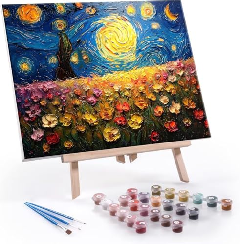 Malen Nach Zahlen Erwachsene Sternenhimmel - Malen Nach Zahlen für Kinder AnfäNger, Knitterfreie Leinwand, Pinsels Und Acrylfarbe - ohne Rand DIY Handgemalt öLgemäLde Kit Als Geschenk 50x70 cm L-824 von Hyupuanj