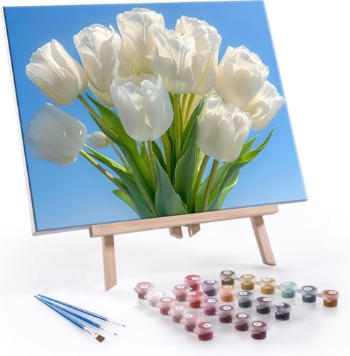 Malen Nach Zahlen Erwachsene Tulpen - Malen Nach Zahlen für Kinder AnfäNger, Knitterfreie Leinwand, Pinsels Und Acrylfarbe - ohne Rand DIY Handgemalt öLgemäLde Kit Als Geschenk 50x70 cm L-964 von Hyupuanj