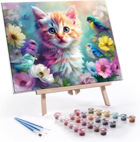 Malen Nach Zahlen Erwachsene Vögel Katzen - Malen Nach Zahlen für Kinder AnfäNger, Knitterfreie Leinwand, Pinsels Und Acrylfarbe - ohne Rand DIY Handgemalt öLgemäLde Kit Als Geschenk 50x70 cm L-344 von Hyupuanj