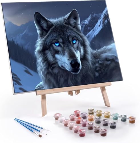 Malen Nach Zahlen Erwachsene Wolf Tier - Malen Nach Zahlen für Kinder AnfäNger, Knitterfreie Leinwand, Pinsels Und Acrylfarbe - ohne Rand DIY Handgemalt öLgemäLde Kit Als Geschenk 40x50 cm L-297 von Hyupuanj