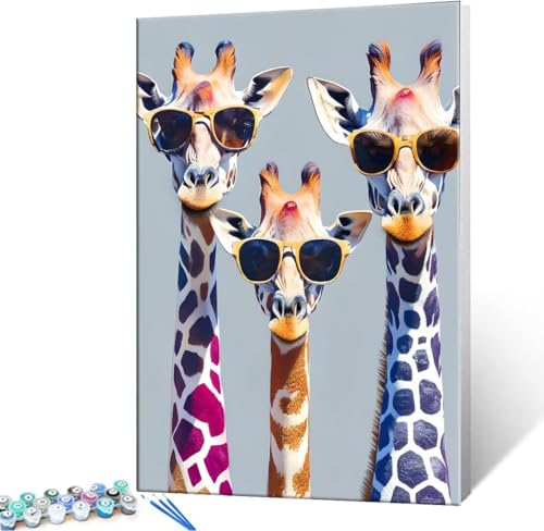 Malen Nach Zahlen Kinder ab 5 6 7 8 9 10 Jahre Mädchen, Giraffe Malen Nach Zahlen Adult Kinder Anfänger mit Leinwand Pinseln Acrylpigment für Geschenke und Home Haus Deko 60x80 cm k-1006 von Hyupuanj