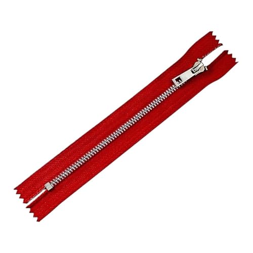 10 Stück 3# mehrfarbige Metall-Reißverschlüsse geeignet (rot, 15 cm, 10 Stück) von Hyuwdai