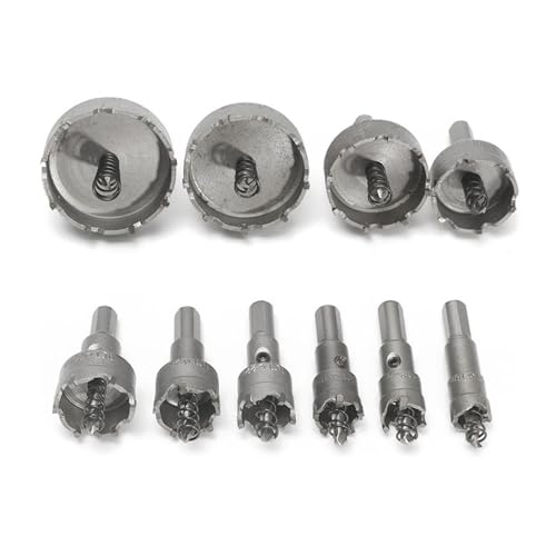 10-teiliges Lochsägen-Set aus Legierung, 16–53 mm, Hartmetallspitze, TCT-Metallschneider, Kernbohrer-Kits for Edelstahl, Metallbohrkrone(16-50mm 10PCS) von Hyuwdai