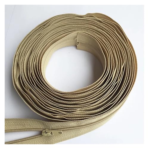 3# Nylon-Reißverschluss auf Rolle, 3~20 Meter, mit Schiebern for Schneidern, Nähen von Kleidung, DIY-Taschen, Zubehör, Reißverschlüsse(Deep Beige 308,20 METER 40 SLIDERS_3#) von Hyuwdai