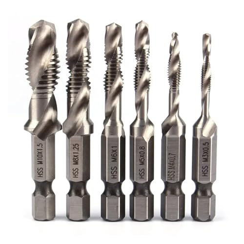 6 stücke M3-M10 Gewindebohrer HSS Gewindebohrer Senker Entgraten Set Metrische Kombination Bit High Speed ​​Stahl 1/4 IN Schnell ändern Hex von Hyuwdai