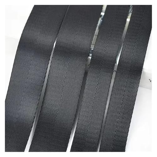 Nylon-Gurtband für Taschengurt, Rucksackband, Sicherheitsgurt, dekoratives Band, DIY, Kleidung, Nähzubehör, 5 m, 20–50 mm, Schwarz (RD001-Schwarz, 20 mm) von Hyuwdai