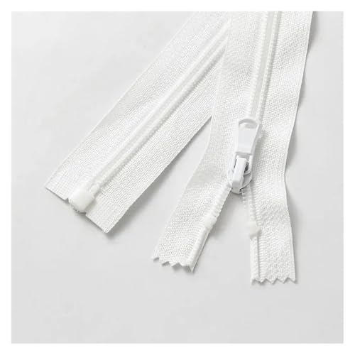 Offener Nylon-Reißverschluss, Farbe, Kleidung, Mantel, Sportbekleidung, Sonnenschutz, Reißverschluss, einzelne Öffnung(Pearl white(10pcs)_40CM) von Hyuwdai