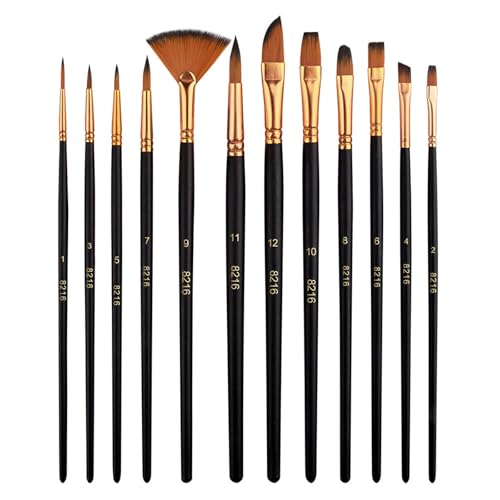 12 Stück Aquarellpinsel, Malerei Ölfarben Brush Set Pinsel Set Künstler Pinsel Sets Pinsel für Acrylfarben Aquarellpinsel Set Aquarell Pinsel für Anfänger Künstler Malliebhaber von Hyxodjy