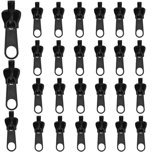 30 Stück Reißverschluss Zipper Pull,Reißverschluss Schieber Ersatz Reißverschluss-Fixierer Abnehmbar Reißverschluss-Reparatur-Set Ersatz Zipper für Röcke, Hosen, Jacken und Taschen (Schwarz) von Hyxodjy