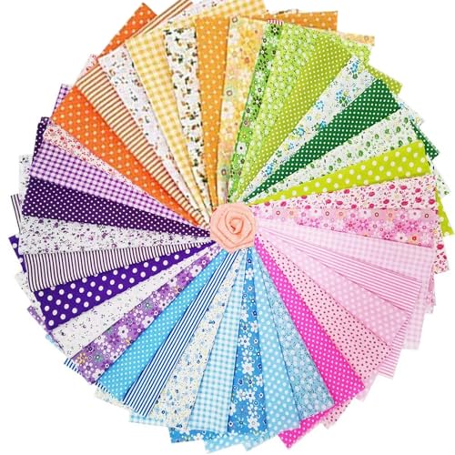 35 Stück Baumwollstoff,Patchwork Stoff Paket 25 cm x 25 cm Blumenmuster bedruckte Farbsystem Patchwork Stoffe Bunte Baumwollstoff Set Bedruckte Stoffe für Kleidung Vorhänge Bettwäsche DIY Basteln von Hyxodjy