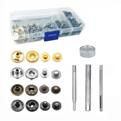 40 Stück Druckknöpfe, Nähzubehör Buttons Kleidung Snaps Taste 12 mm Druckknöpfe aus Metall Druckknöpfe Set mit Fixierwerkzeug Kit für Jeans, Jacken, Taschen, Gürtel, Kleidung, Brieftasche von Hyxodjy