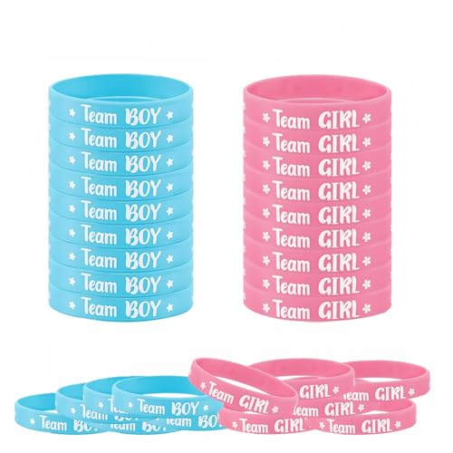 30 Stück Silikonarmband, Team Boy Team Girl Armbänder Silikonarmbänder für Gender Reveal Geschlecht Offenbaren Armbänder für Enthüllung Party Geschlecht Verkündung Party Zubehör von Hyxodjy