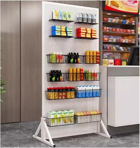 HyyKjEU Kein Locher Montage-Display-Stecktafel, Metall-Stecktafel-Aufbewahrungsset, bodenstehender Stecktafel-Organizer, Steuerung for Garagen-Werkzeugaufbewahrung(Bianco,100x120cm) von HyyKjEU