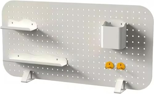 HyyKjEU Kein Locher Mount Display Pegboard Deskto Privacy Panels Slatwall Clamp-on Desk Divider Desk Organizer Set, mit Zubehör for Office Gaming(White-78x38cm) von HyyKjEU