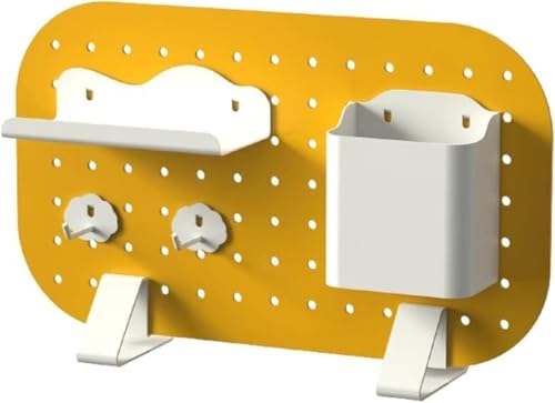 HyyKjEU Kein Locher Mount Display Pegboard Deskto Privacy Panels Slatwall Clamp-on Desk Divider Desk Organizer Set, mit Zubehör for Office Gaming(Yellow-38x22.5cm) von HyyKjEU