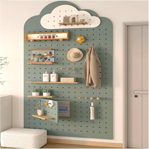 HyyKjEU Kein Locher Stecktafel-Wandsteuerung, Aufbewahrungsregal, Massivholz-Laminat-Stecktafel-Organizer, Wandhalterung, Display-Kombinationsset for Küche, Wohnzimmer, Büro(Grigio) von HyyKjEU