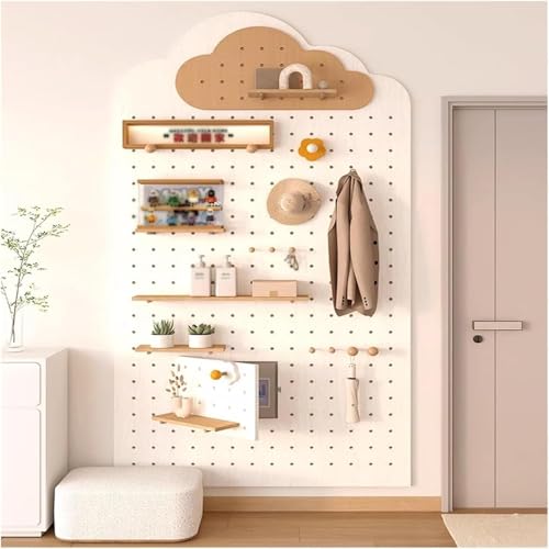 HyyKjEU Kein Locher Wandsteuerung, Stecktafel, Wandhalterung, Display-Kombinationsset mit Holzbrett, Wand-Organizer, DIY-Aufbewahrung, Anzeigetafeln for Küche, Büro(Bianco) von HyyKjEU