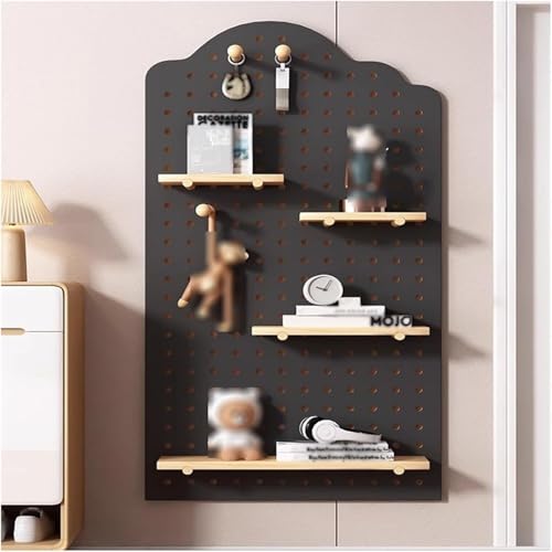 HyyKjEU Kein Locher Wandsteuerung, Stecktafel, Wandhalterung, Display-Kombinationsset mit Holzbrett, Wand-Organizer, DIY-Aufbewahrung, Anzeigetafeln for Küche, Büro(Black) von HyyKjEU