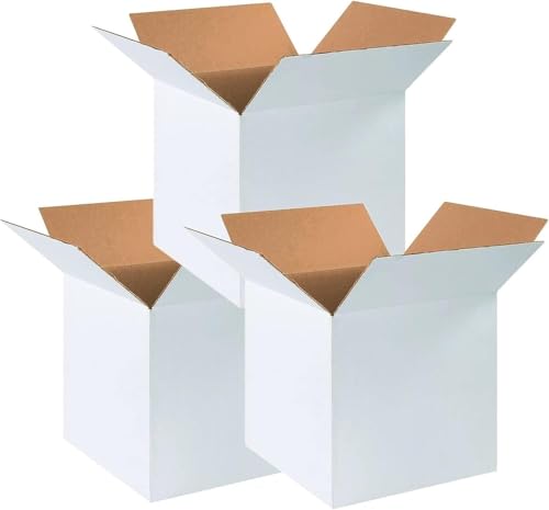 HyyKjEU Schachteln aus verstärkter Wellpappe Versandkartons, Versandkartons, weiße Kartons, Aufbewahrungsverpackung, Versand, Umzugskartons, 5er-Pack(20 * 20 * 20cm) von HyyKjEU