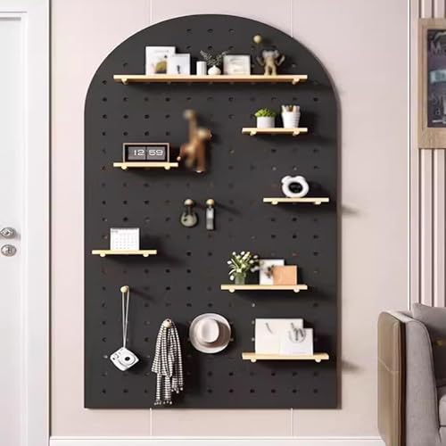 Kein Locher Wandkontroll-Stecktafel, Stecktafel-Kombinationsset mit Regalen, Basteln, Organisation, Stecktafel, Trennwand, Holzornamente, Anzeige, Stecktafel for Schlafzimmer, Arbeitszimmer(Black,60x1 von HyyKjEU