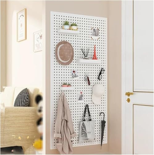 Kein Locher Wandsteuerung, Stecktafel, Garagenaufbewahrung, Stecktafel-Rack, Metall-Stecktafel-Wand-Organizer mit Haken, Stecktafel-Wandaufbewahrungssystem for Werkstatt, Werkbank(Bianco,100x100cm) von HyyKjEU