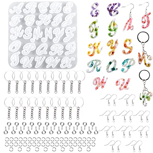 HyzaPhix 116PCS Resin Silikonform Alphabet, Buchstaben Gießform Schmuck Epoxidharz Formen Silikon Letter Harzformen für DIY Schlüsselanhänger, Anhänger, Ohrringe (116pcs) von HyzaPhix