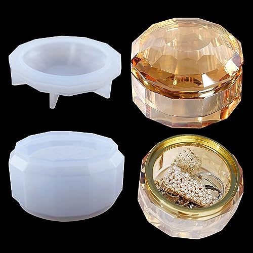 HyzaPhix 2pcs Resin Silikonform Aufbewahrungsbox Gießform Schmuckschatulle Gießharz Formen Schmuckkästchen Mit Deckel Silicone Mould für DIY Schmuck Jewelry Ringe Ohrringe Organizer von HyzaPhix