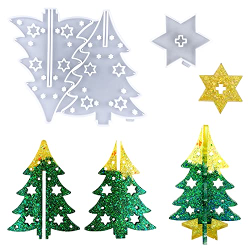 HyzaPhix 2pcs Weihnachten Silikonform Gießform Silikon Weihnachtsbaum Resin Epoxidharz Formen Weihnachts Harzform Christmas Tree Silicone Mold für Weihnachtsschmuck DIY von HyzaPhix