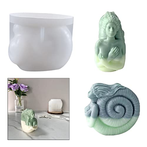 HyzaPhix 3D Silikon Kerzenform Körper Silikonformen Frau Gießformen Epoxidharz Seife Formen Muschelmädchen Candle Mold für Selbstgemachtes Handwerk Badebombe Kerzenherstellung (Translucent) von HyzaPhix