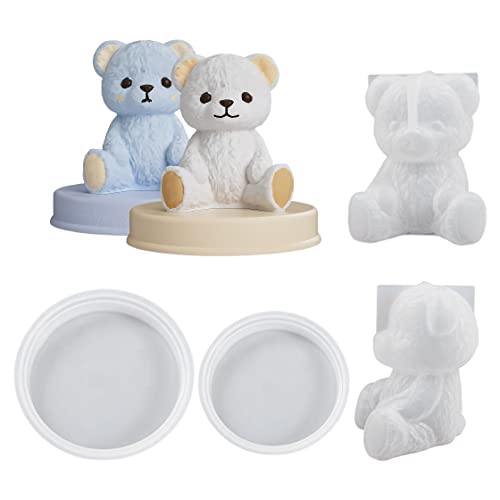 HyzaPhix 4pcs Bären Silikonform 3d Bär GießFormTeddybär Eisformen Eiswürfelformen Tiere Teddy Bear Resin Silicone Mold für Selber Basteln Kerzen, Seife,Ornament Dekoration (Bären) von HyzaPhix