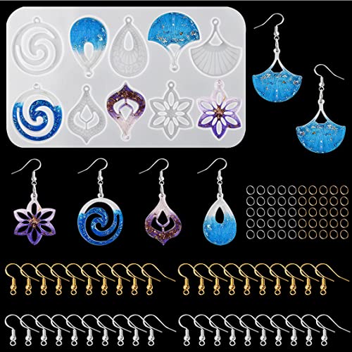 HyzaPhix 91PCS Resin Silikonform Ohrringe, Schmuck Gießformen Epoxidharz Formen Silikon Ohrring Harzformen Gießharz Formen Anhänger Earring Silicone Molds für DIY Halskette Schmuckherstellung von HyzaPhix