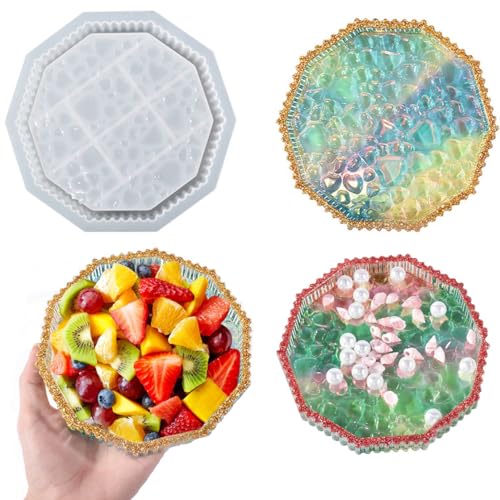 HyzaPhix Epoxidharz Formen Tablett, Schmuck Resin Silikonform Kristall Gießform Aufbewahrung Silikon Form Siliccone Molds für DIY Obsttablett, Bonbonschale, Snack Platte von HyzaPhix