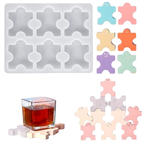 HyzaPhix Resin Silikonform, Gießformen Aus Harz, Puzzleteil Emoji Epoxidharz Formen Schmuck Anhängerformen Jigsaw Puzzle Silicone Mold Für DIY Handwerk Kinder Tischspiel Spielzeug (A) von HyzaPhix