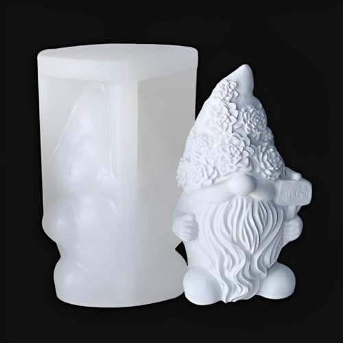 HyzaPhix Resin Silikonformen Zwerg, Gnom Gießformen Wichtel Kerzenform Elf Silikon Epoxidharz Formen Klein Gnome Silicone Mold für DIY Ornamente Deko (Sukkulenten) von HyzaPhix