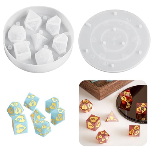 HyzaPhix Spielwürfel Silikonform, Polyedrische Würfel Epoxidharz Formen, Polyedrische Würfelformen DND Würfel Harzformen für Dungeons and Dragons Pathfinder DND RPG MTG (Spielwürfel Silikonform) von HyzaPhix