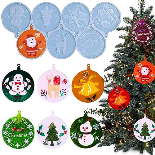 HyzaPhix Weihnachten Silikonform Weihnachts Gießformen Schlüsselanhänger Epoxidharz Formen Silikon Anhänger Gussformen Christmas Mold für DIY Schmuck, Weihnachtsbaum Deko, Geschenk (Weihnachts) von HyzaPhix